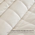 thumbnail image 4 of EVERGRACE Pearl Velvet Quilt Set King Size, Luxurious Soft Velvet Comforter Set, Lightweight Oversized Bedspread Coverlet, Box Stitch Quilted Bedding Sets for All Season, with 2 Shams, Ivory White, 4 of 8