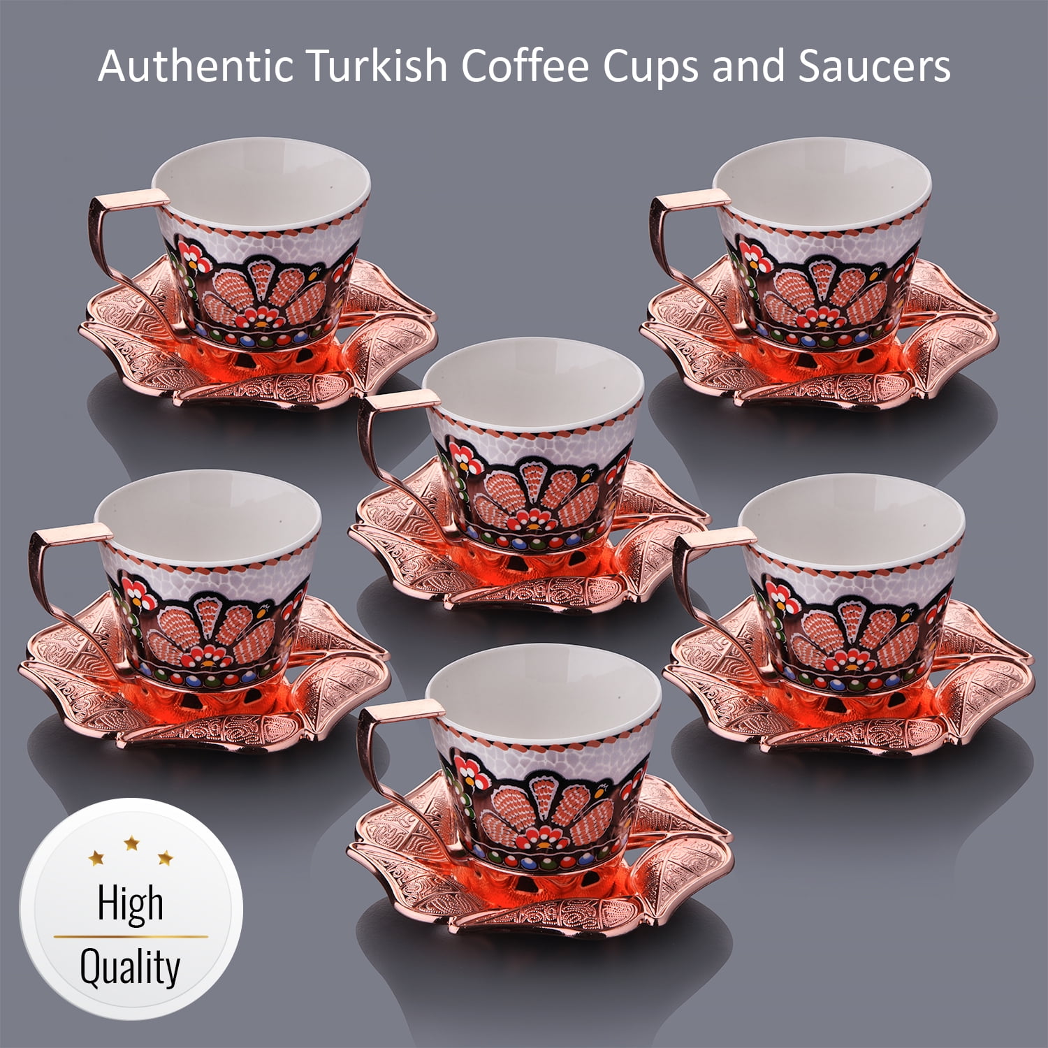 Handmade Fancy Turkish Coffee Cups Set of 6, Espresso Cups with Saucers,  Arabic Greek Coffee Set, No…See more Handmade Fancy Turkish Coffee Cups Set