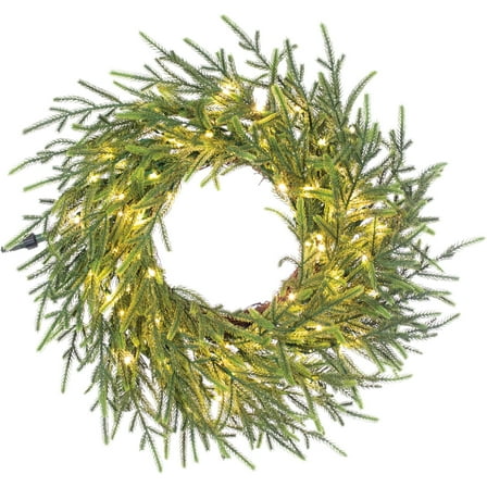 Fraser Hill Farm 36 in Real Feel Artificial Wreath with LED Lights in Green, FFRF036W-5MGR