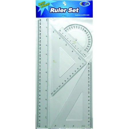DDI 1284659 Plastic Ruler & Geometric Set - 4 pack Case Of 48