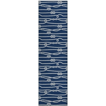 Addison Rugs Indoor/Outdoor Harpswell Ocean Rope Washable Rug 2'3" x 7'6" Runner - Navy