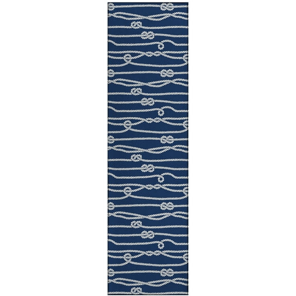 Addison Rugs Indoor/Outdoor Harpswell Ocean Rope Washable Rug 2'3" x 7'6" Runner - Navy
