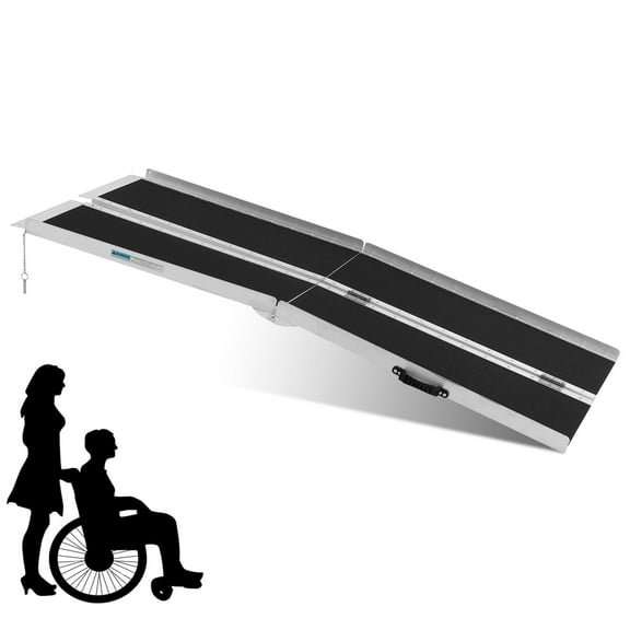 Segmart 3FT Wheelchair Ramp for Steps, Portable Non-Skid Aluminum Mobility Scooter Ramp for Home Doorways, Folding Scooter Ramp for Car, Doorways, Curbs, Stairs, 600 Lbs, Black