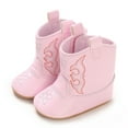 thumbnail image 5 of Splozh Infant Socks Booties Baby Cowboy Cowgirl Boots Infant Western Boots Toddler Boys Girls Round Toe Riding Mid Calf Boots All Seasons Pink,US 3.5, 5 of 9