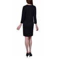 thumbnail image 2 of 3/4 Sleeve Crepe Knit Sheath Dress With Cutout, 2 of 3