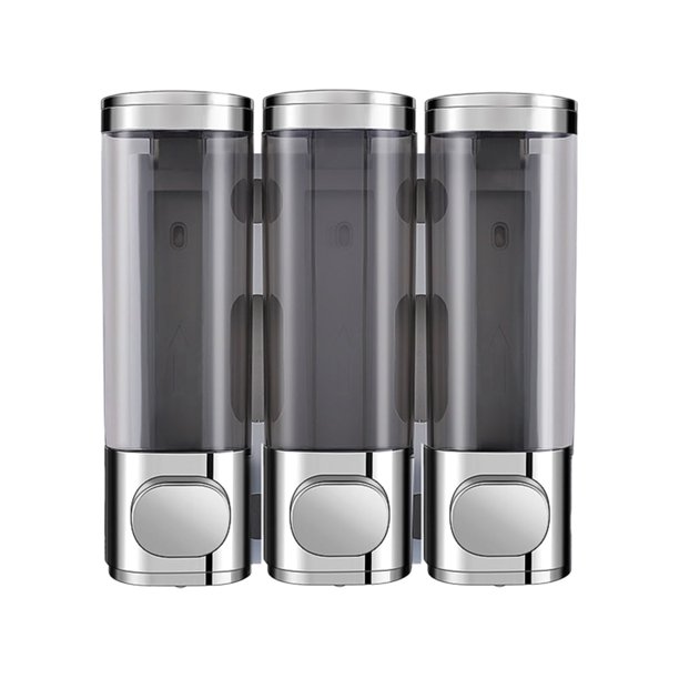 Dispensador de champú para ducha de pared Gecheer: dispensador de jabón con bomba sin taladro y tres compartimentos para champú y acondicionador, ideal para baños, hoteles, escuelas y centros