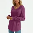 thumbnail image 3 of SUNBS Pleated Blouses for Women Long Sleeve Shirts Dressy Tunic Tops Crewneck Trendy Clothes, 3 of 8