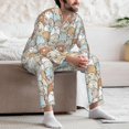 thumbnail image 7 of Naloa Lovely Bear Men’s Pajamas Set - Long Sleeve Button Down Sleep Shirt and Pajama Bottoms Sleepwear Set-Medium, 7 of 7