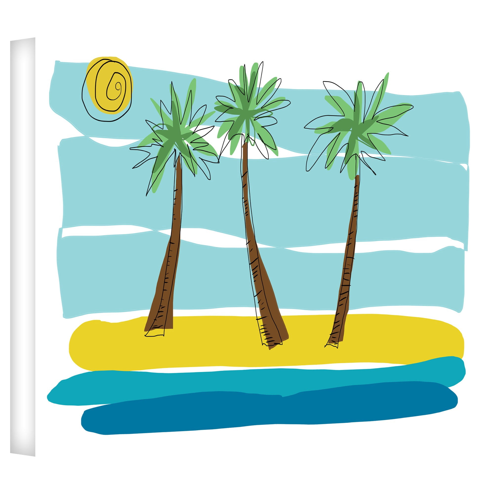 ArtWall Jan Weiss "Beach Day Palms I" Gallery-wrapped Canvas Art