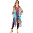 thumbnail image 5 of Sakkas Alvita Women's V Neck Beach Dress Top Caftan Cover up with Rhinestones - ONT85-Turq - One Size Regular, 5 of 5