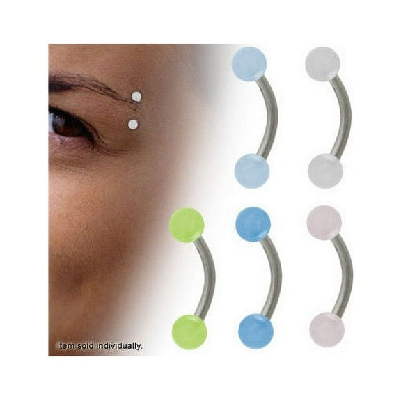 Glow in the Dark 16G Eyebrow Ring with Acrylic Ball Beads