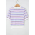 thumbnail image 5 of Chic Women's Short Sleeve Knit Top – Colorful Abstract Striped Design, Versatile Casual Summer Sweater, M, 5 of 10