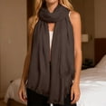 thumbnail image 2 of GPOECD Solid Color Long Scarf for Soft Breathable Versatile Fashion Wrap Shawl Elegant Daily Wear Neck Scarf for Women with Lightweight Z11-Coffee,One Size, 2 of 5