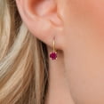 thumbnail image 3 of Gem Stone King 14K Yellow Gold Red Created Ruby Earrings for Women | 1.20 Cttw | Gemstone July Birthstone | Round 5MM, 3 of 6