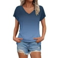 thumbnail image 2 of Blue Tshirts for Womens Summer Daily Casual V Neck Shirts Short Sleeve Tops Blouses Loose Fit Shirt Womens Shirts, 2 of 5