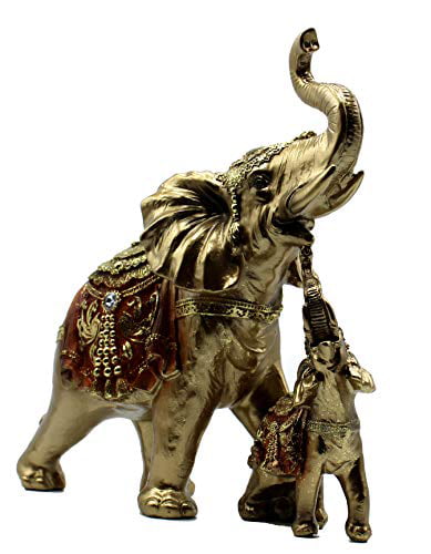 Mama and Baby Elephant Collectible Statue Lucky Figurines Perfect for Home Decor Office Xmas Decorations by Crystal Collection Dalax 