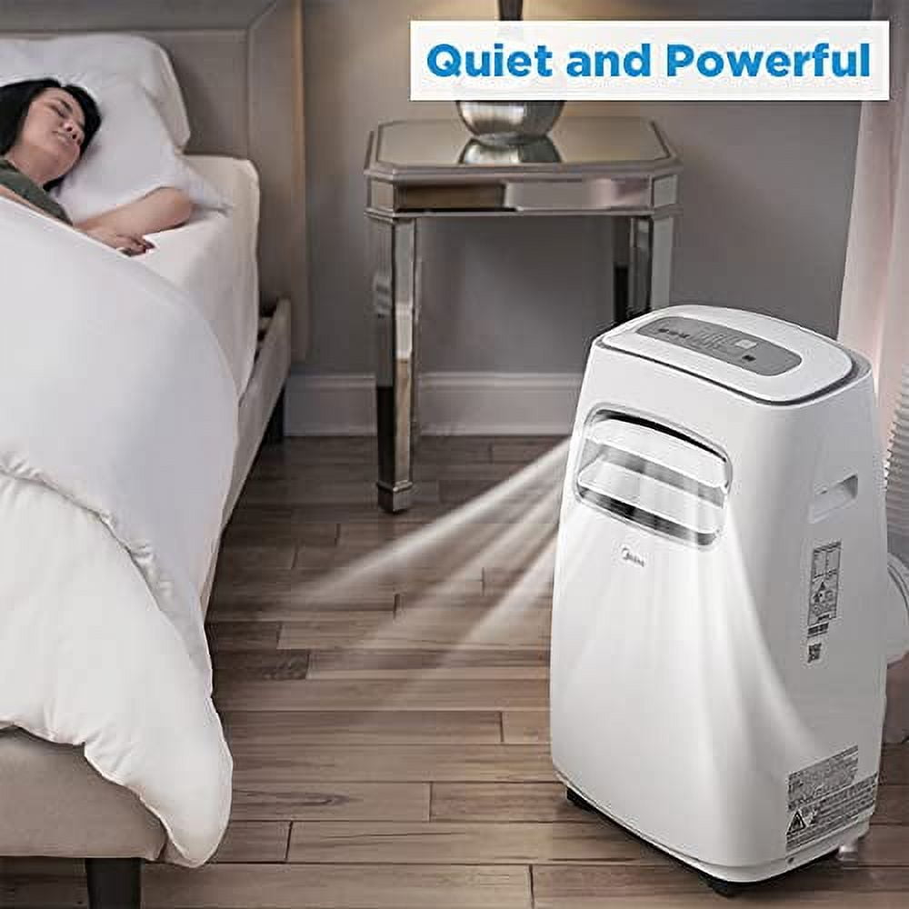 MIDEA MAP14S1CWT 3-in-1 Portable Air Conditioner, Dehumidifier, Fan, for Rooms up to 330 sq ft Enabled, 14,000 BTU DOE (8,200 BTU SACC) control with Remote, Smartphone or Alexa