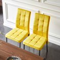 thumbnail image 2 of NORDICANA Upholstered Velvet Dining Chairs Classic Kitchen High Back Chairs Set of 4, Featured Dovetail Tufted Side Chairs, Black Metal Legs, Yellow, 2 of 8