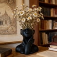 thumbnail image 6 of Black Face Shaped Ceramic Vase, Modern Artistic Flower Pot for Home & Office Decor, 4.7in, 6 of 6