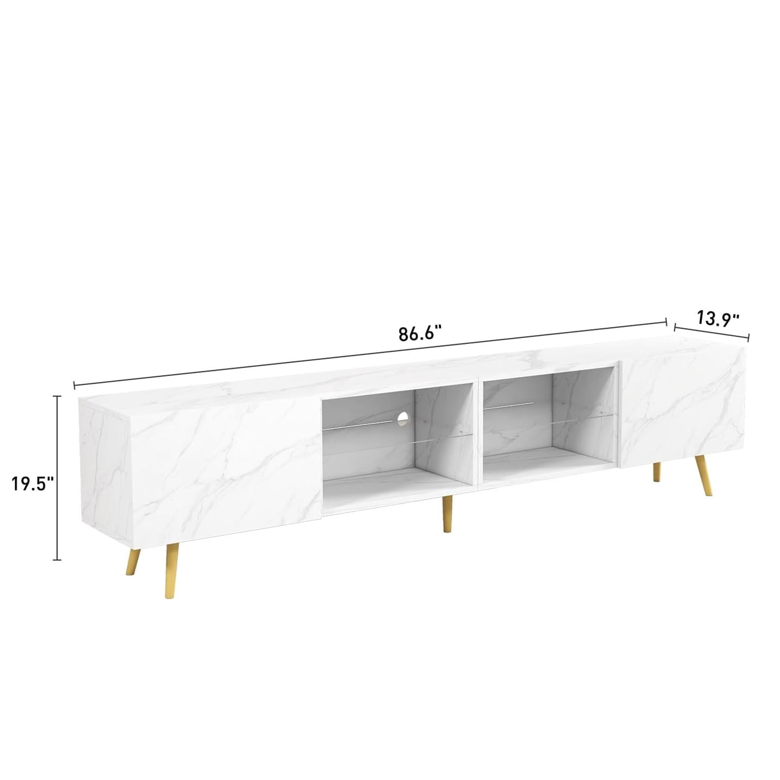 Bonzy Home 86" TV Stand, Television Console Table for 85" TV, Modern Entertainment Center with Storage Cabinets for Living Room