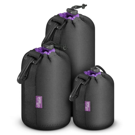 - (3 Pack) Altura Photo Thick Protective Neoprene Pouch Set for DSLR Camera Lens (Canon, Nikon, Pentax, Sony, Olympus, Panasonic) - Includes: Small, Medium and Large Pouches