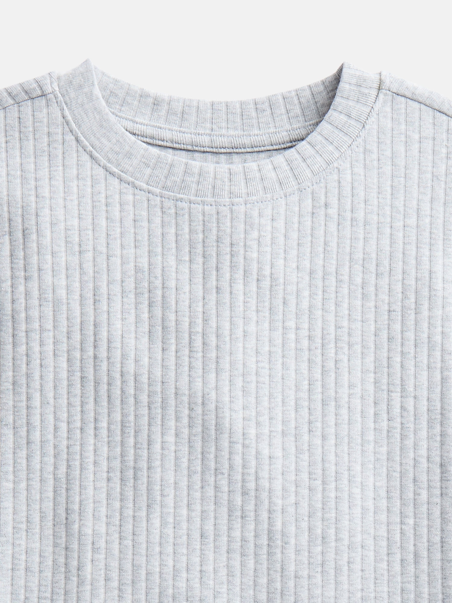 Wonder Nation Girls' Ribbed Knit Top with Short Sleeves, Sizes 4-18 & Plus