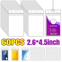 60 Pack Clear Plastic Luggage Tags Holders Bulk - Cruise ID Card Badge Label Tag Holder with Loops Straps for Office, Business Suitcases, Backpacks, Travel Supplies,Baggage Name Tags