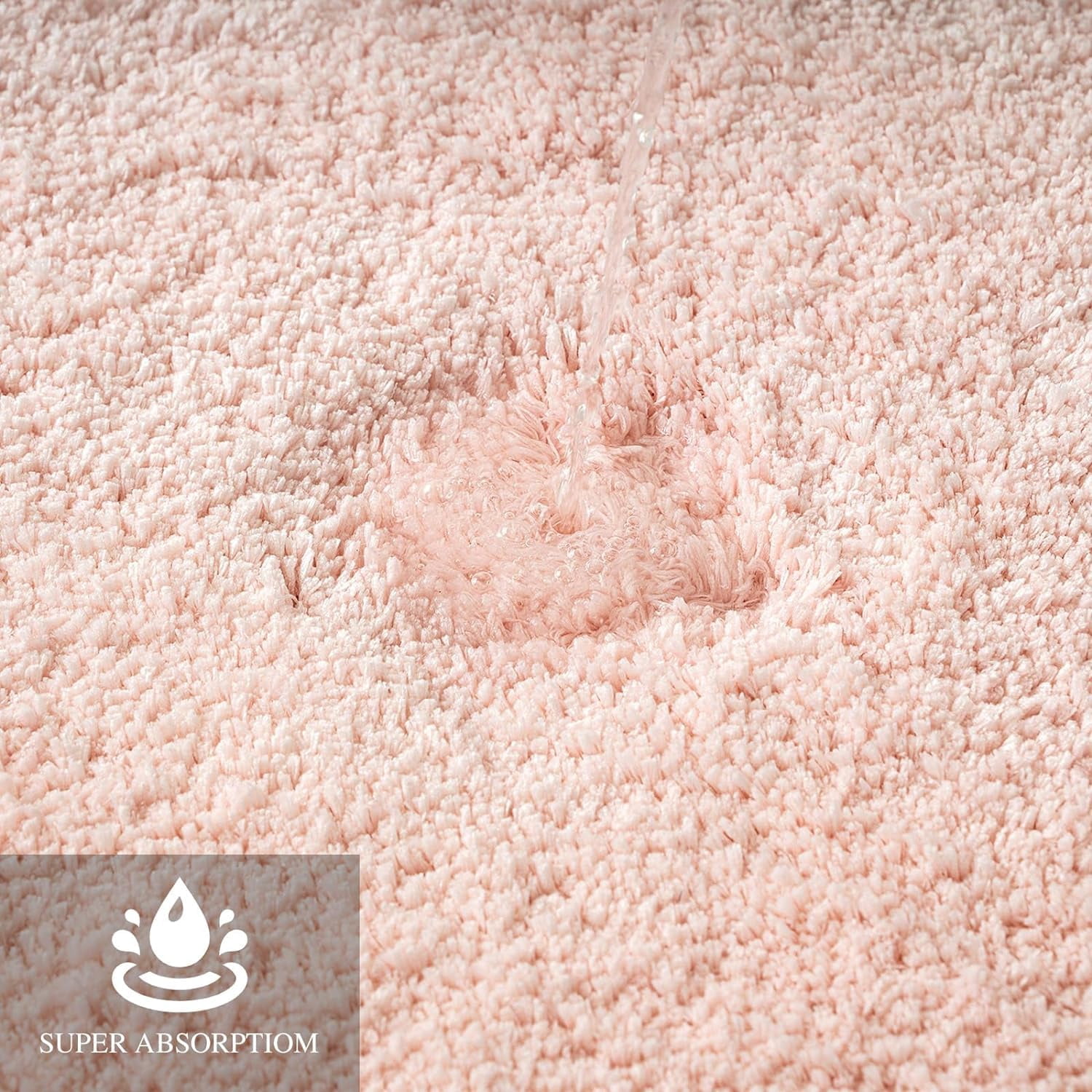 Blue Bathroom Rugs Set 2 Piece Soft Absorbent Microfiber Bath Mat Non Slip Quick Dry Machine Washable Plush Shaggy Mats for Tub Shower Floor 16x24 inches