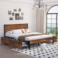thumbnail image 3 of Javlergo Queen Size Platform Bed Frame with 4 Storage Drawers, Metal Bed Frame Non-Slip Without Noise Strong Metal Slats Support No Box Spring Needed, Easy Assembly, Brown, 3 of 8