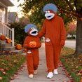 thumbnail image 7 of Family Matching Monster Onesie, Oversized Fleece One Piece Pajamas for Kids, Funny Frog Costume Style Sleepwear with Shoes and Comb, Plush Hooded Loungewear for Home, Halloween and Costume Parties, 7 of 7