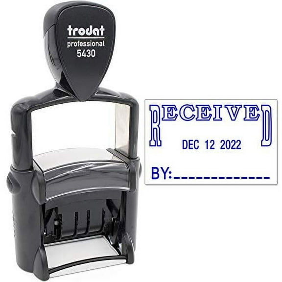 Trodat 5430 Professional Self-Inking Date Stamp with Received - Blue Ink