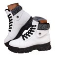 thumbnail image 3 of XIMIN Women's PU Leather Combat Boots Solid Color High Top Non-slip and Wear-Resistant Thickened Warm Outdoor Snow Boots Comfortable Hiking Boots, 3 of 7
