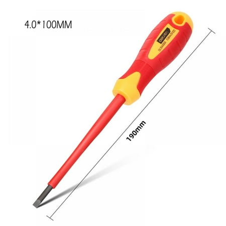 

Overfox Slim Tip Insulated Slotted Screwdriver 4.0*100mm Multi-color