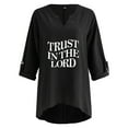 thumbnail image 5 of Women's T Shirts Ladies Summer Long Sleeve Fashion Print Breathable Long Tail Style V Neck T-Shirts Tops Womens Tshirts Black XL, 5 of 5