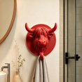 thumbnail image 4 of ZhangC Highland Cow Head Wall Hook, 3 Inch Decorative Plastic Coat Hook, Wall Mounted Organizer for Hats, Bags, Towels and Keys, Farmhouse Entryway Home Decor, 4 of 7