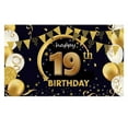 thumbnail image 1 of Decoraciones para fiesta de cumpleaños, cartel con Logo de oro Ultra negro, pancarta de fondo para fotomatón de aniversario, 1 of 5