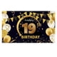 thumbnail image 1 of Decoraciones para fiesta de cumpleaños, cartel con Logo de oro Ultra negro, pancarta de fondo para fotomatón de aniversario, 1 of 5