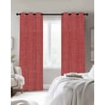 thumbnail image 3 of Vintage Coral Red Blackout Curtains, Light Blocking Print Window Curtains, Farmhouse Retro Solid Color Linen Texture Thermal Insulated Window Drapes for Living Room 2 Panels, 84"W x 63"L, 3 of 9