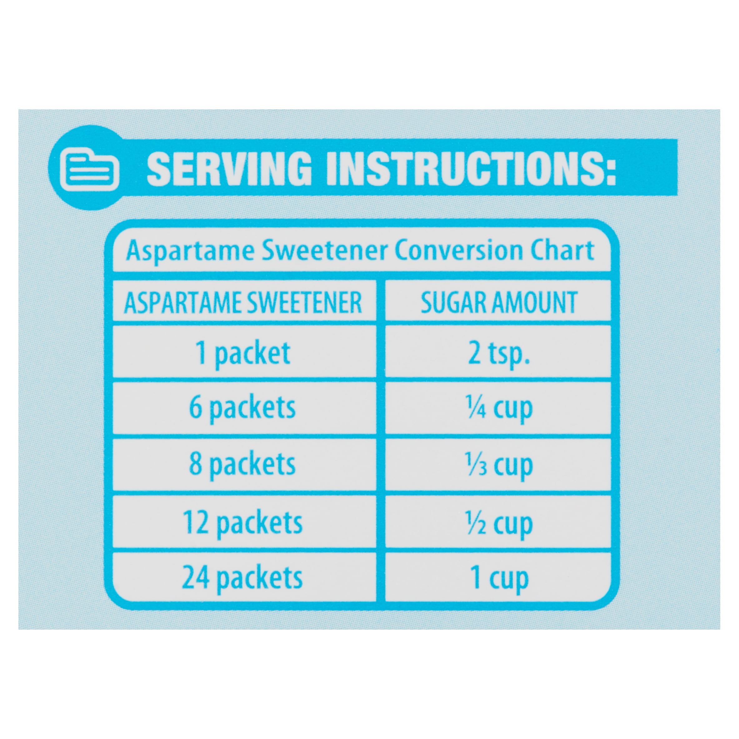 Artificial Sweetener Conversion Chart