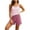 Pink, variant on Miqool Women's Cotton Striped Pajama Sets Built-in Bra Tank Top Elastic Waist Shorts Soft Sleepwear 2 Piece Lounge Set