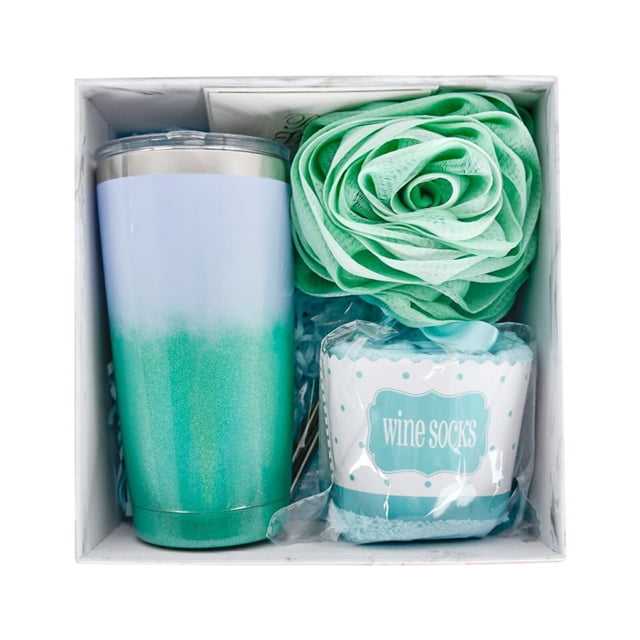 Coffee Mug Gift Set 20oz Thermal Cup with Lid Greeting Cards Socks Bath Ball Straw