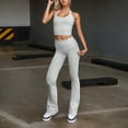 thumbnail image 2 of HJYCHN Women's Trousers Suit Casual Outfit High-Waist Long Pants Solid Color Summer Wear Comfortable Work Pants Set Grey XL, 2 of 5