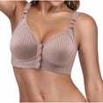 thumbnail image 2 of GERsome Front Closure Bras for Women Wireless Snap Comfort Full Coverage Seamless Supportive Bralettes Khaki M, 2 of 6
