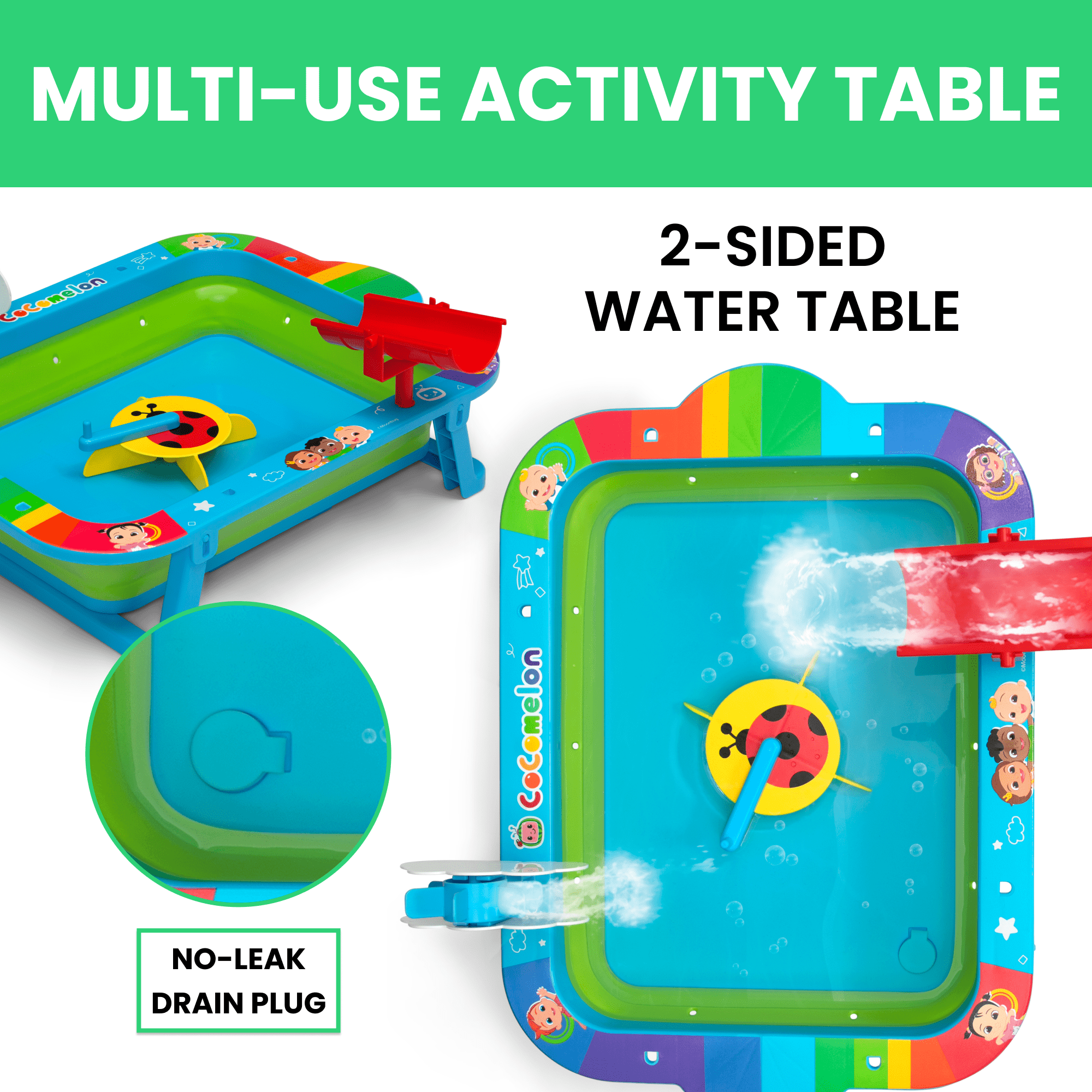 CoComelon Water Activity Table by Delta Children - Collapsible & Portable - Ideal for Travel, Blue