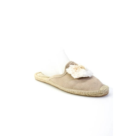 

Pre-owned|Soludos Womens Suede Tassel Front Mules Beige Size 9