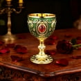 thumbnail image 5 of Copa opulenta de estilo medieval, fabricada en aleación con incrustaciones de gemas y esmalte dorado/turquesa, detalles de cristal, artesanía intrincada, perfecta para decoración y ocasiones espe..., 5 of 5