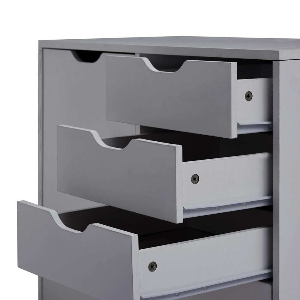 5- Drawer Office Wooden Cabinet, Lateral Filing Storage Cabinet, Verticle Mobile File Storage Cabinet with shelf Grey - image 4 of 5
