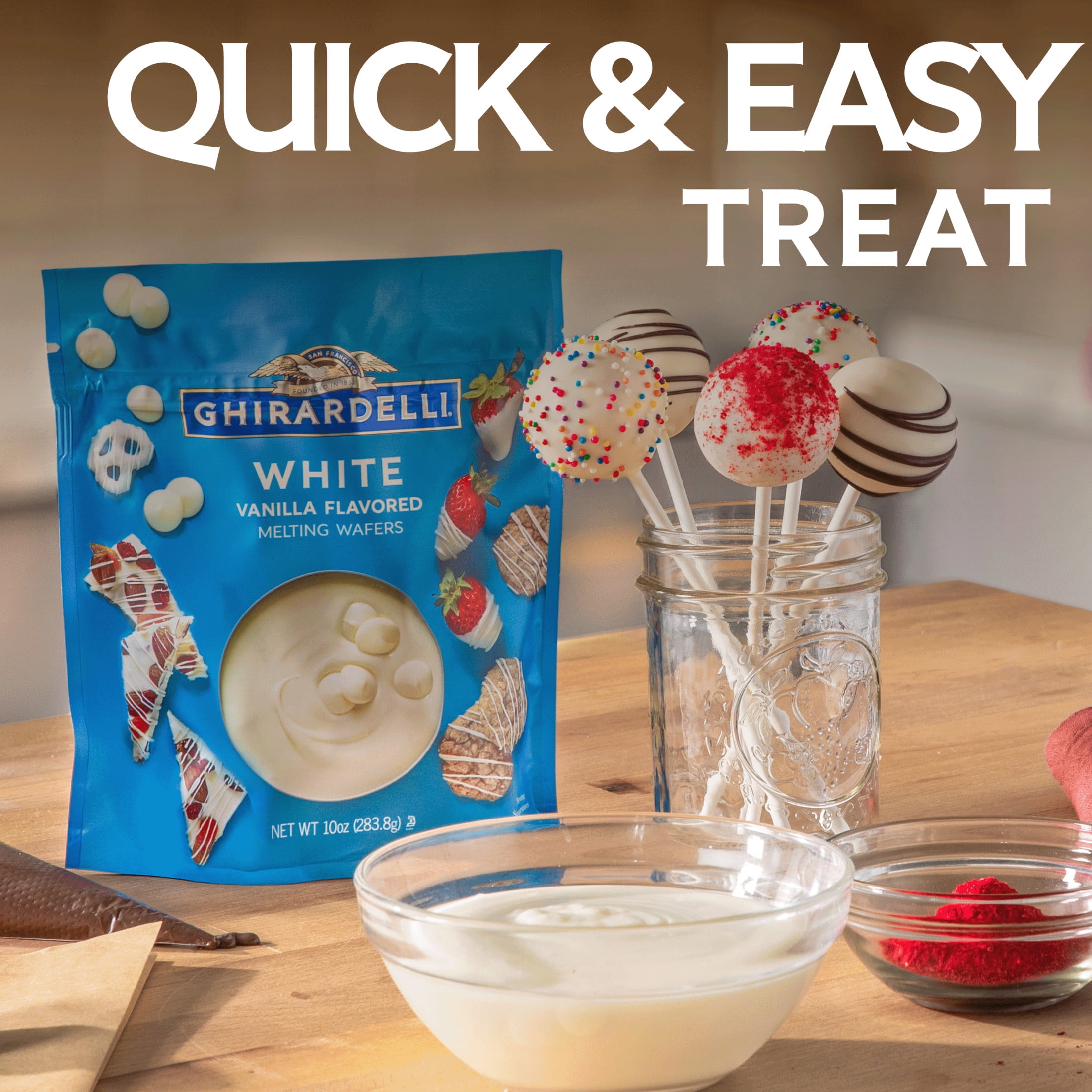 Ghirardelli White Vanilla Flavored Melting Wafers, 10 OZ Bag