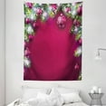 thumbnail image 1 of Christmas Tapestry, Festive Traditional Composition with Fir Branches Vivid Balls Snowflakes, Wall Hanging for Bedroom Living Room Dorm Decor, 60W X 80L Inches, Magenta Green White, by Ambesonne, 1 of 2
