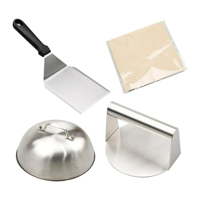 Kit de hamburguesa Paper Hamburger Hamburguesa Patty Maker Sturdy sturdy acero inoxidable Cheese Delting Dome Burger Smasher para comas de barbacoa